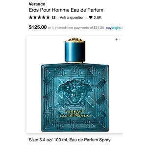 Versace Eros parfum 3.4oz men’s